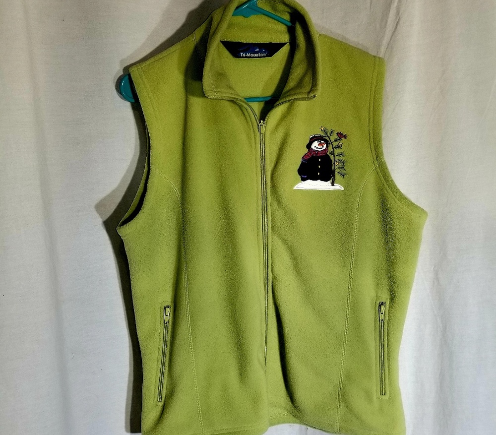 Fleece vest with snowman applique by Tri-mountain
